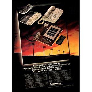 1983 Panasonic Cordless Telephone Answering Machine Vintage Print Ad Wall Art